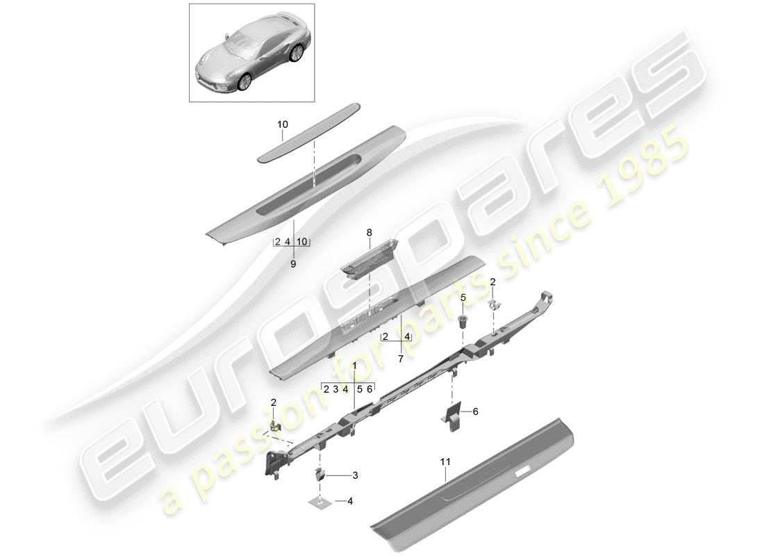 porsche 2014 (991-1 turbo) trim sill d >>- mj 2016 part diagram