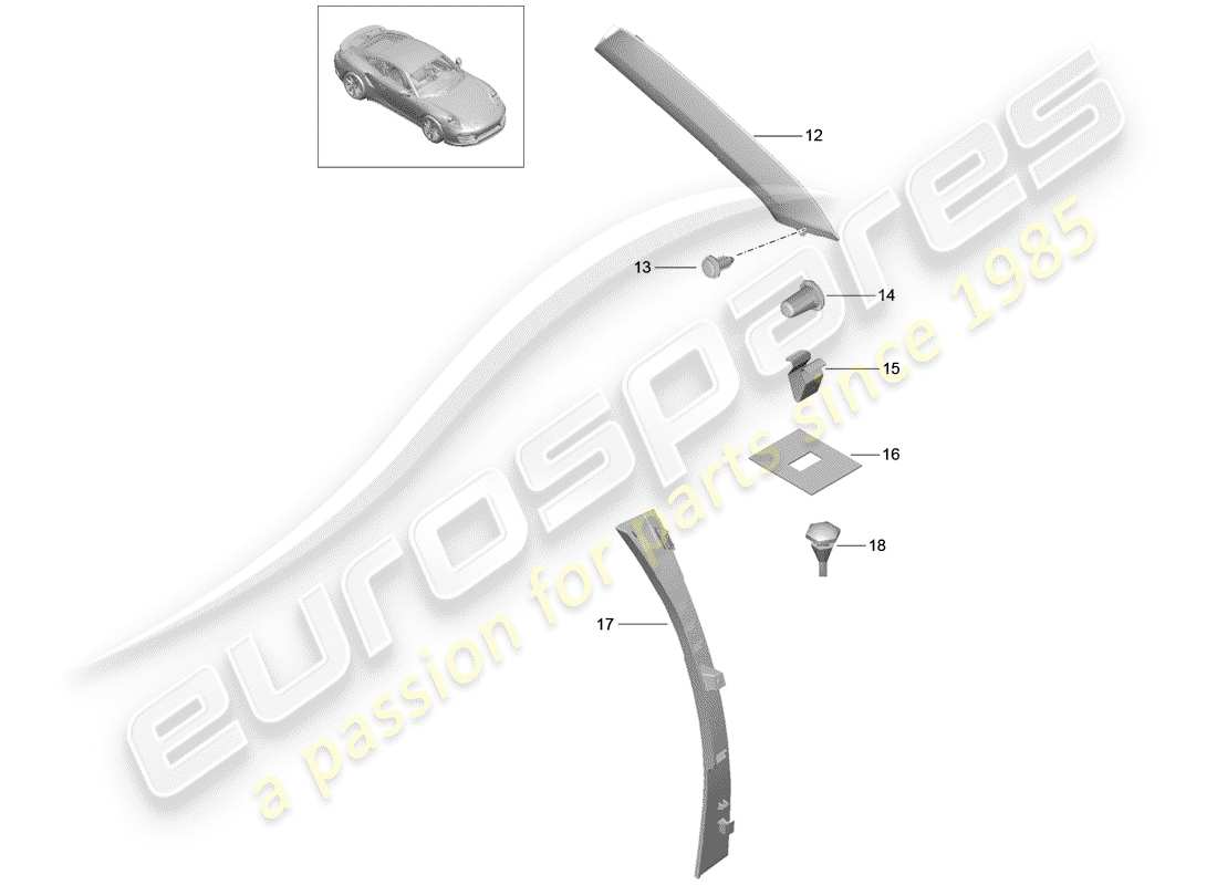 porsche 2014 (991-1 turbo) a-pillar trims d >>- mj 2016 part diagram