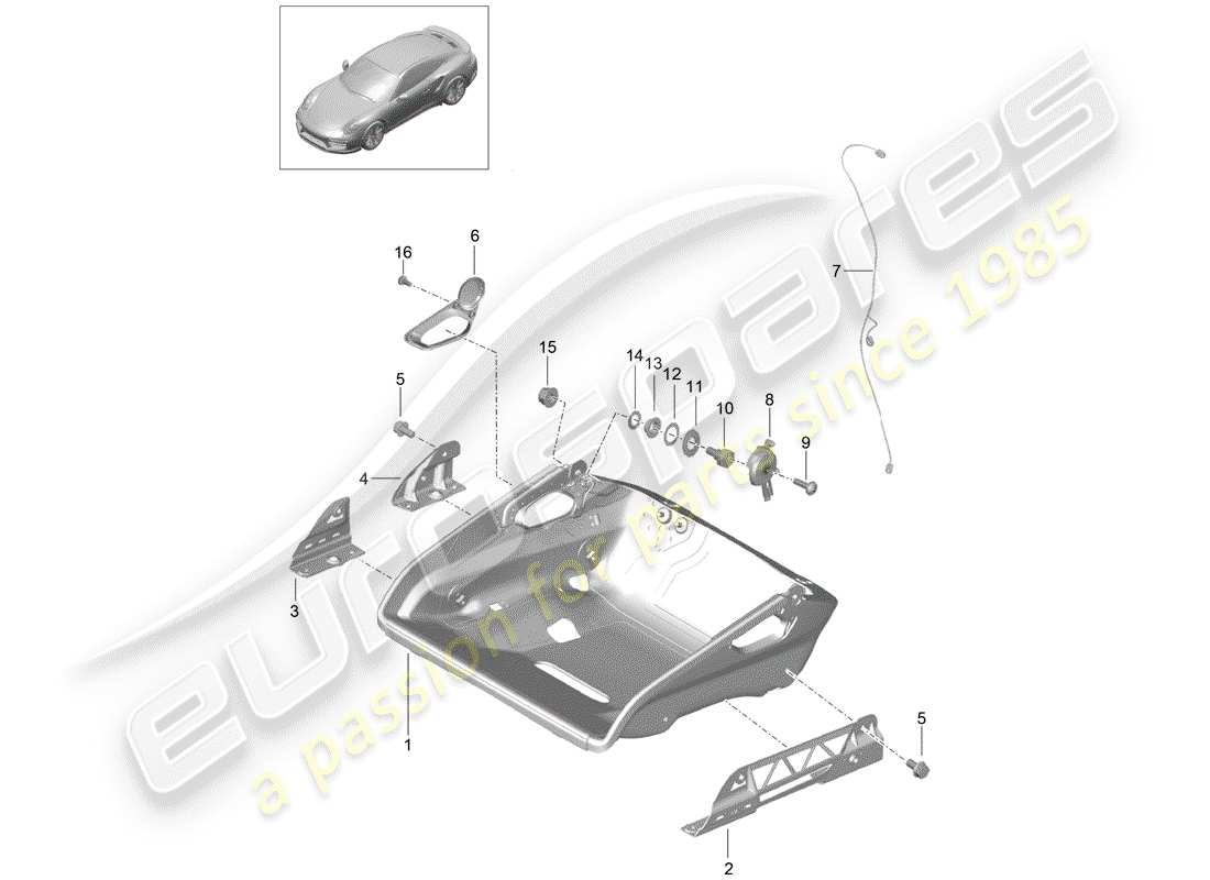 porsche 2014 (991-1 turbo) bucket seat folding seat frame accessories d - mj 2017>> part diagram