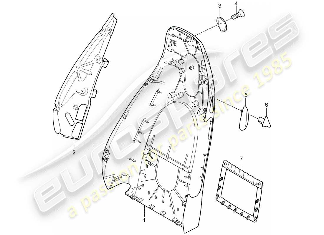 porsche 2005 (987 boxster) backrest shell standard seat comfort seat d - mj 2005>> parts diagram