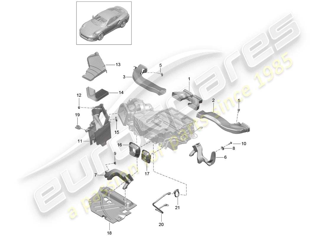 porsche 2014 (991-1 turbo) air guide part diagram