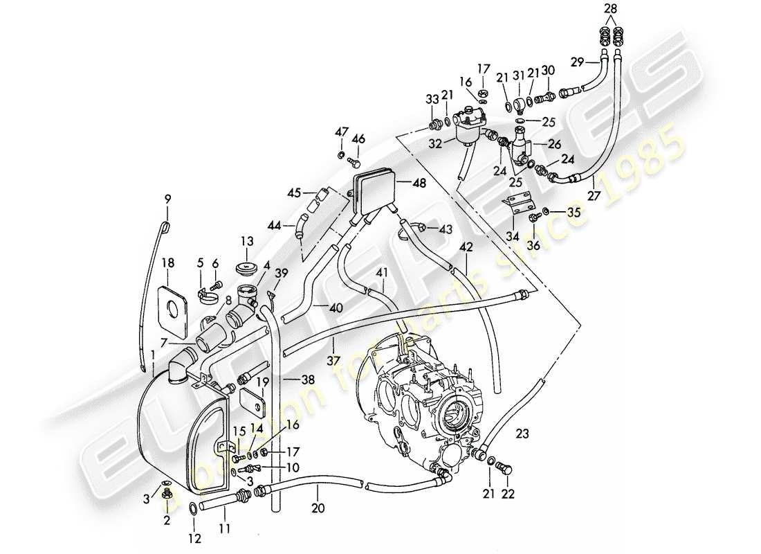 porsche 356b/356c (1960) engine lubrication parts diagram
