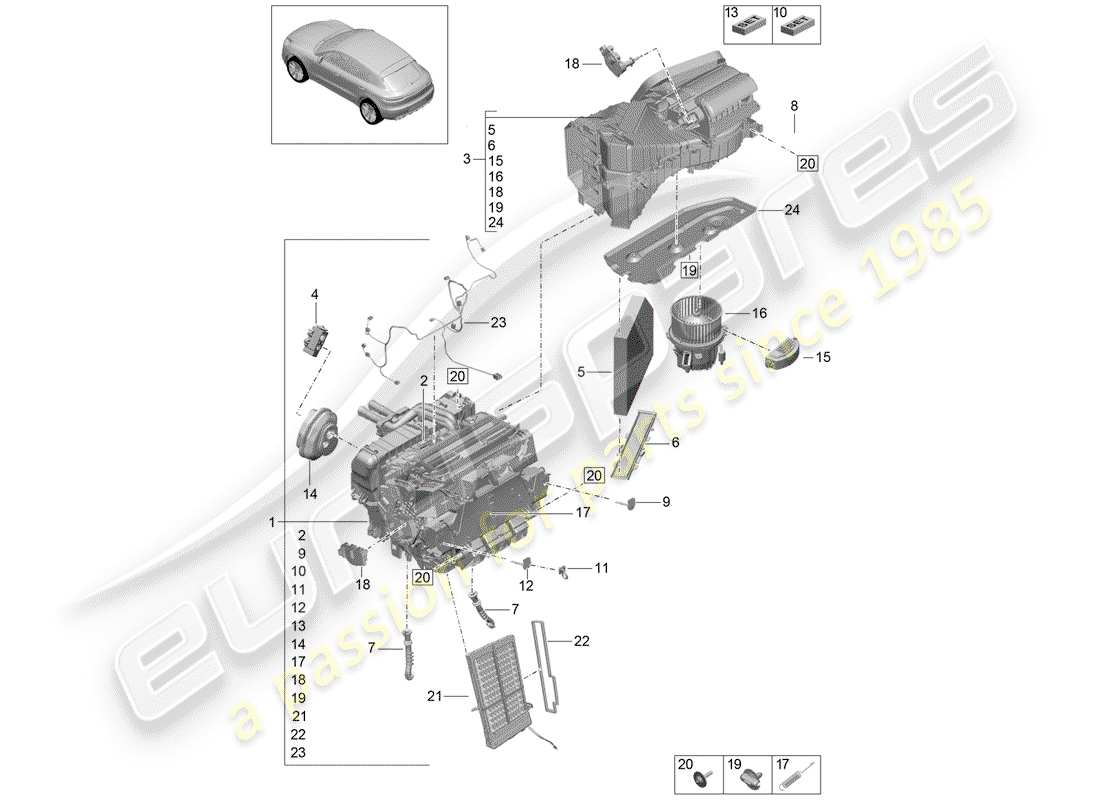 porsche 2019 (macan) air conditioning r134a part diagram