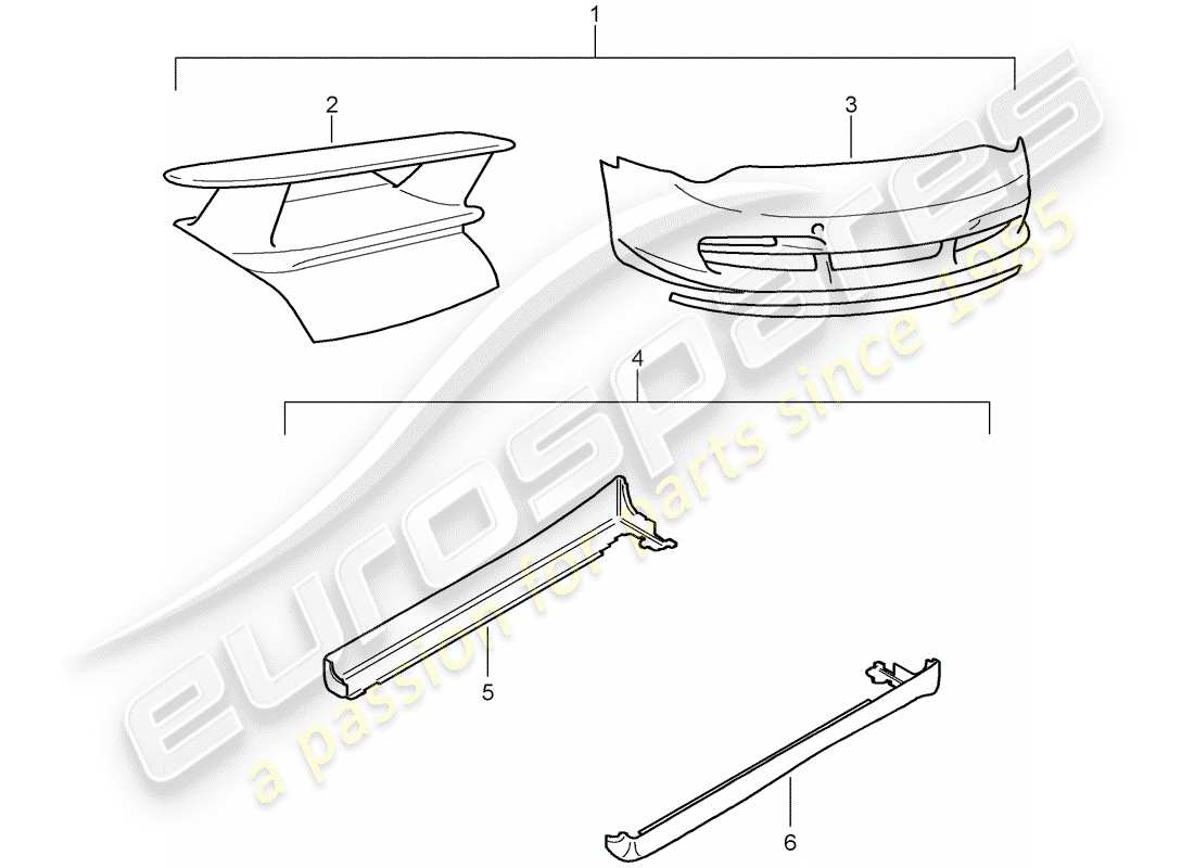 a part diagram from the porsche accessories and tequipment parts catalogue