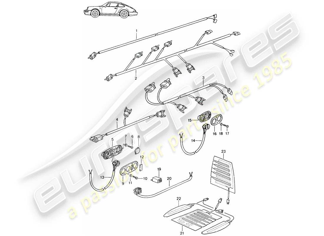 a part diagram from the porsche 1989 (seats for 944/968/911/928) parts catalogue