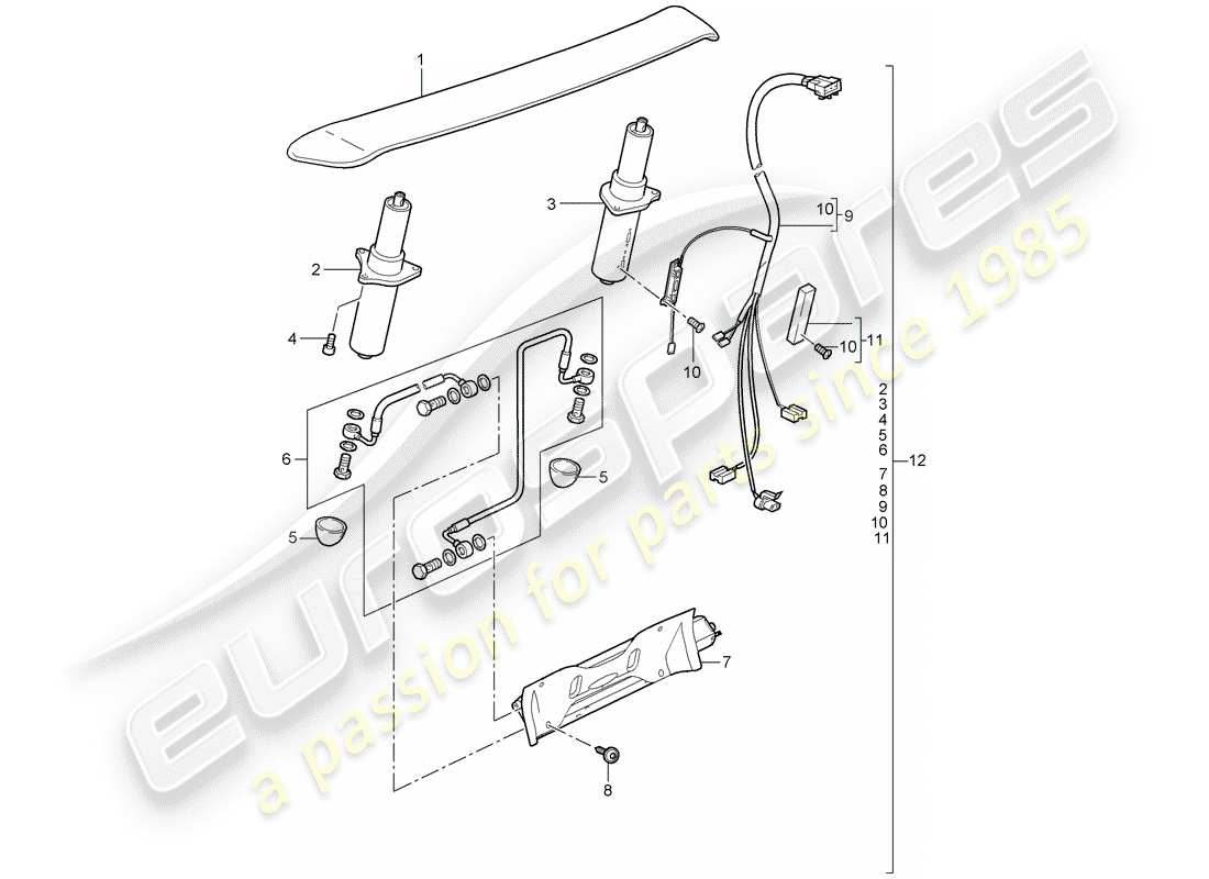 a part diagram from the porsche 2009 997-2 turbo / gt2 parts catalogue