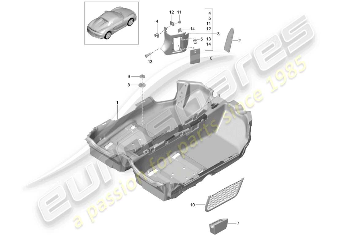 a part diagram from the porsche 2016 (981 boxster spyder) parts catalogue
