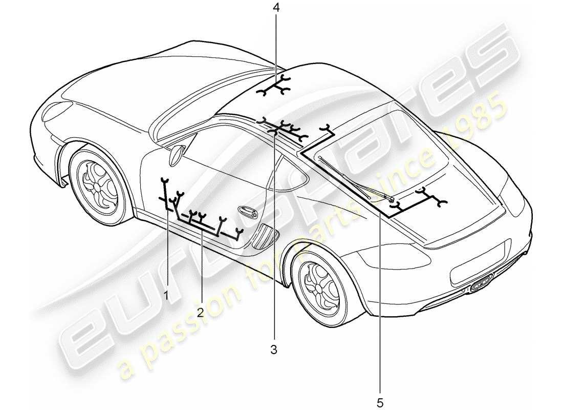 VIEW PARTS DIAGRAMS FROM THE PORSCHE CAYMAN PARTS CATALOGUE a part diagram from the porsche cayman parts catalogue