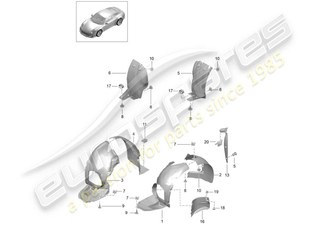 a part diagram from the porsche 991 parts catalogue