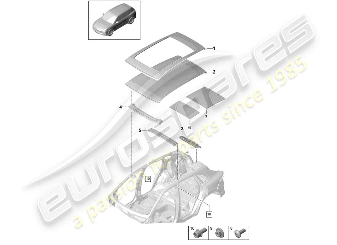 a part diagram from the porsche 2019 (cayenne e3 9ya/9yb) parts catalogue