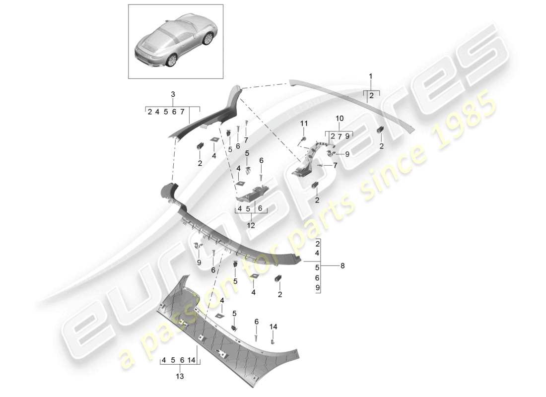 a part diagram from the porsche 991 parts catalogue