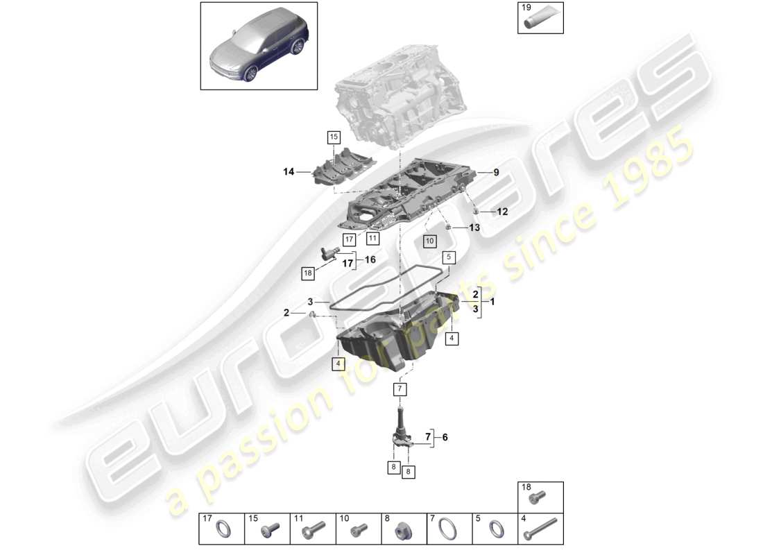 a part diagram from the porsche 2018 (cayenne e3 9ya/9yb) parts catalogue