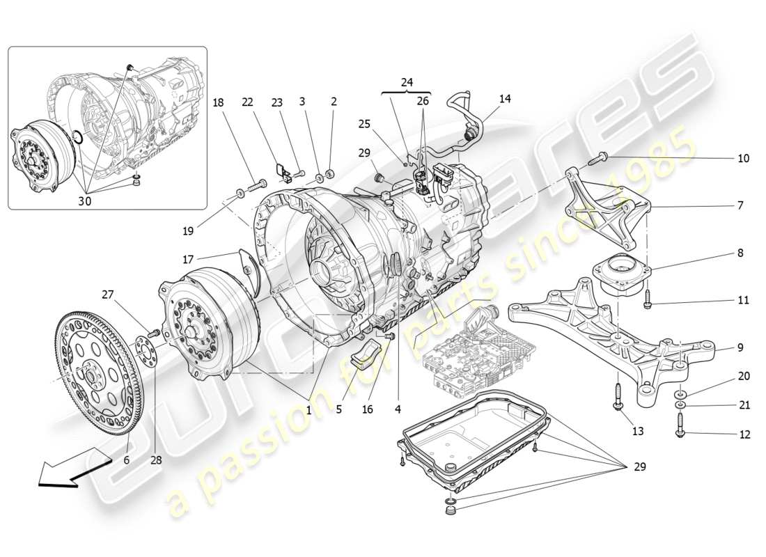 maserati qtp 3.0 bt v6 410hp (2014) gearbox housings parts diagram