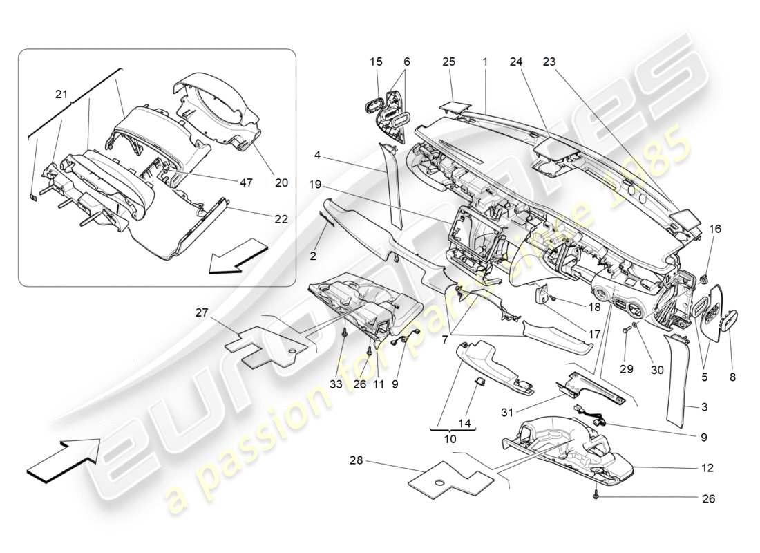 maserati qtp 3.0 tds v6 275hp (2015) dashboard unit part diagram