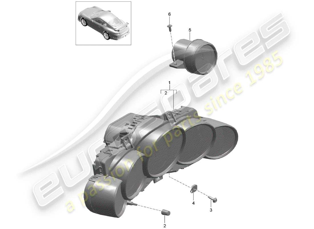 porsche 2016 (991-1 r/gt3/rs) combi-instrument stopwatch d - mj 2018>> part diagram