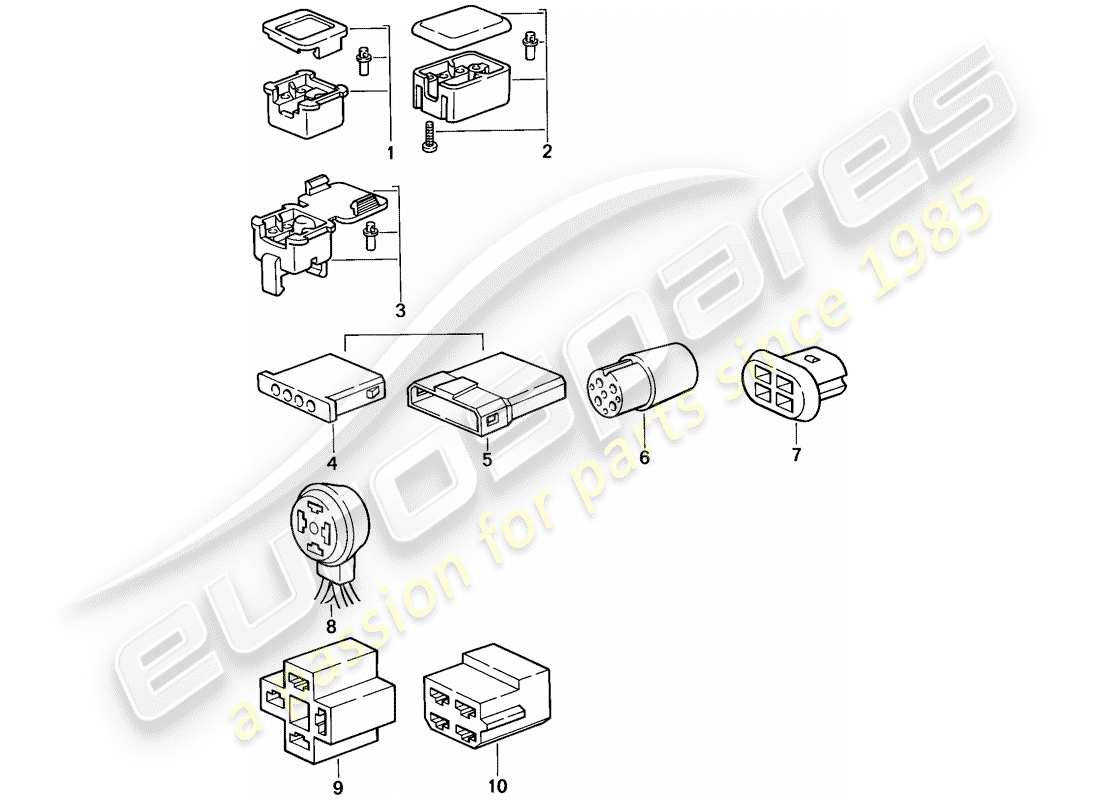 porsche 1986 (944) connector housing - 4-pole part diagram