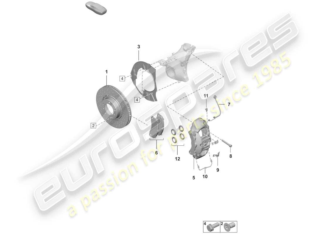 porsche 2020 (992-1) disc brake 17 front axle red/black parts diagram