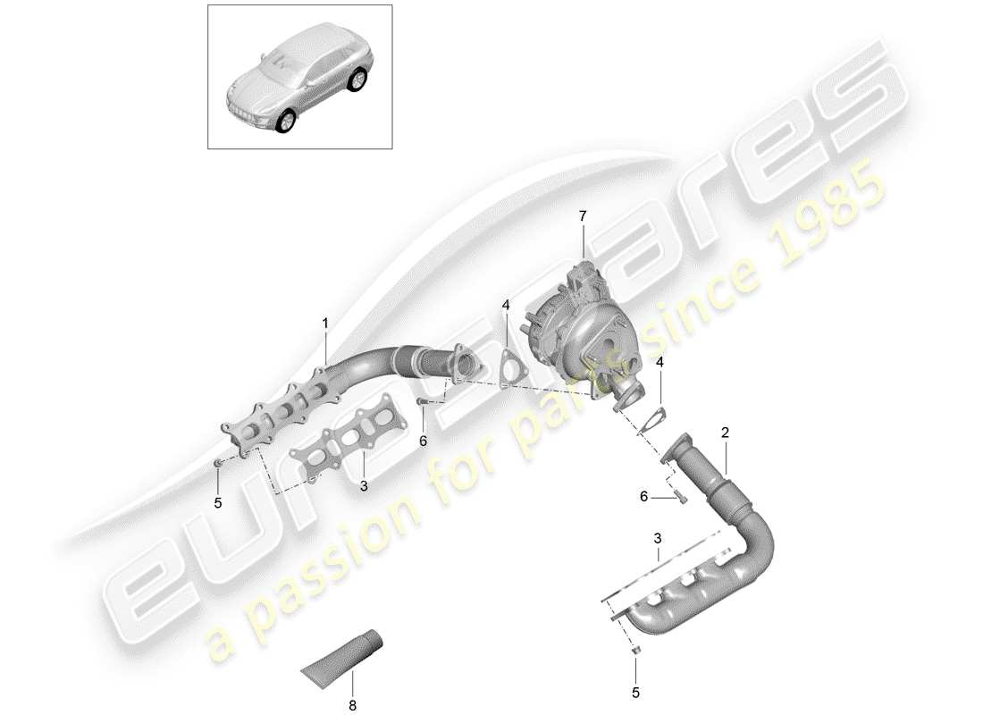 porsche 2018 (macan) exhaust system exhaust manifolds part diagram