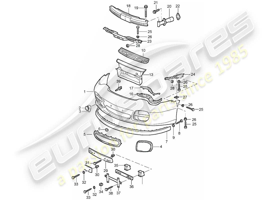 porsche 2003 (996 turbo / gt2) bumper part diagram