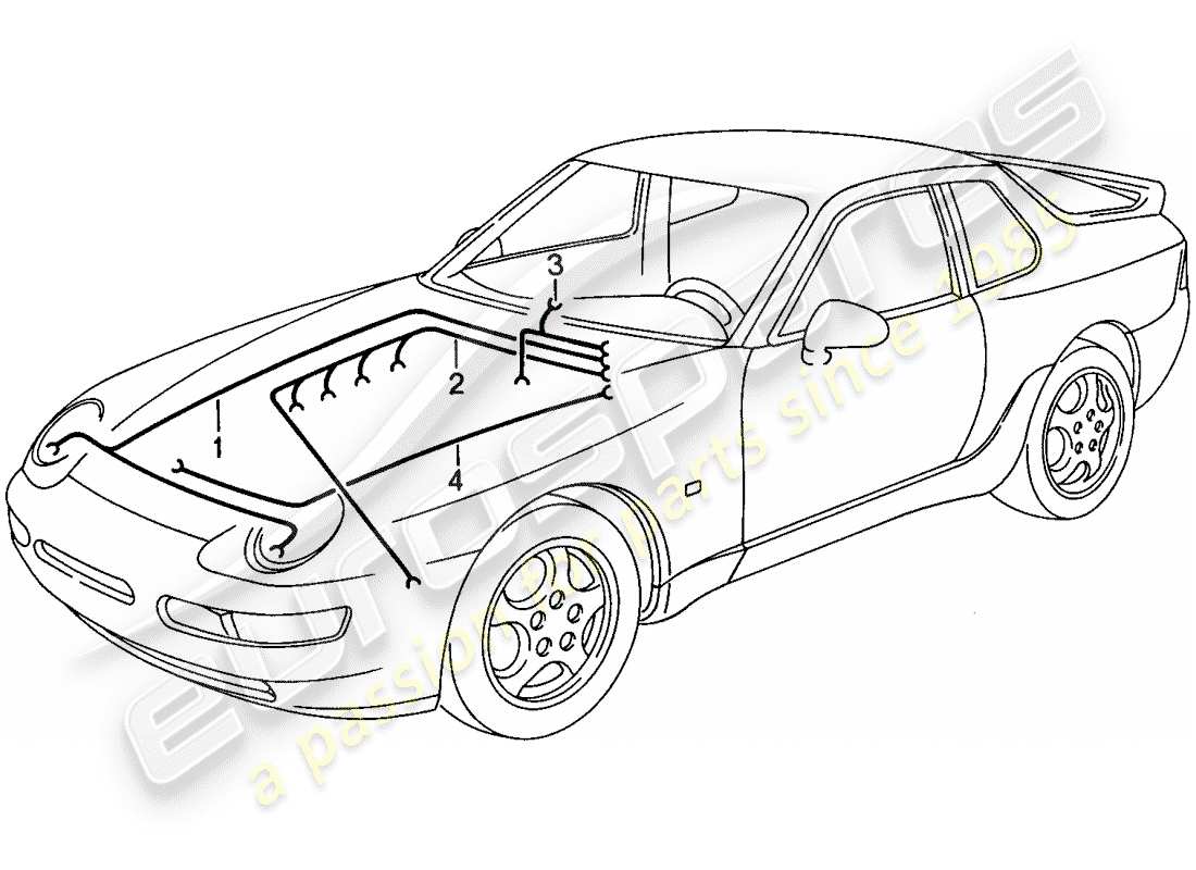 porsche 1993 (968) wiring harnesses - engine bay - heater - air conditioner part diagram