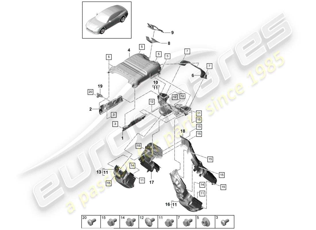 porsche 2018 (panamera 971-1) exhaust system heat insulation air guide channel fa.thermamax tmx m >>cvd 002 300 part diagram