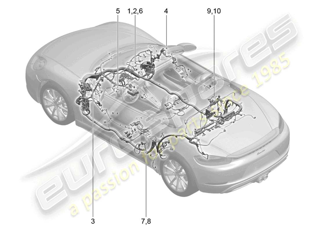 porsche 2017 (718 boxster) wiring looms airbag for vehicles with seat belts parts diagram