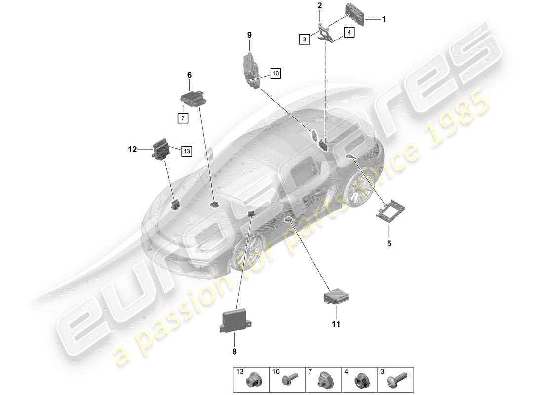 porsche 2020 (718 boxster spyder) control units parts diagram
