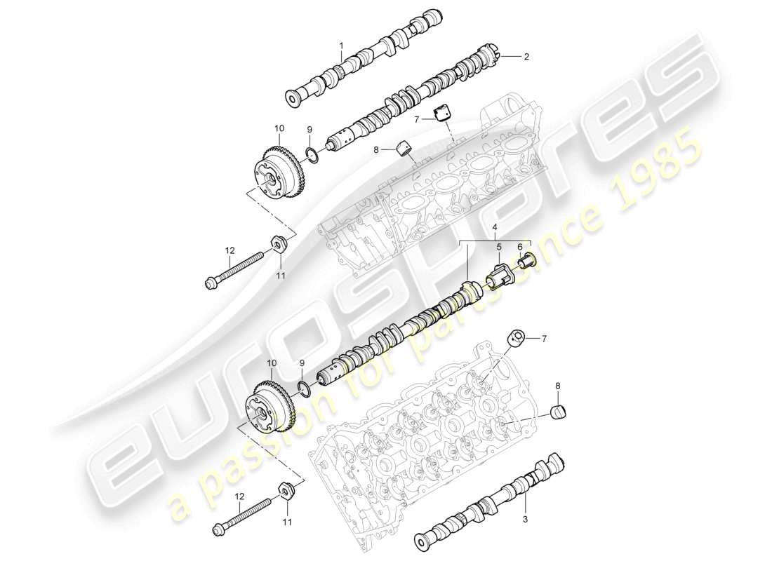 porsche 2010 (cayenne e1 9pa) camshaft parts diagram