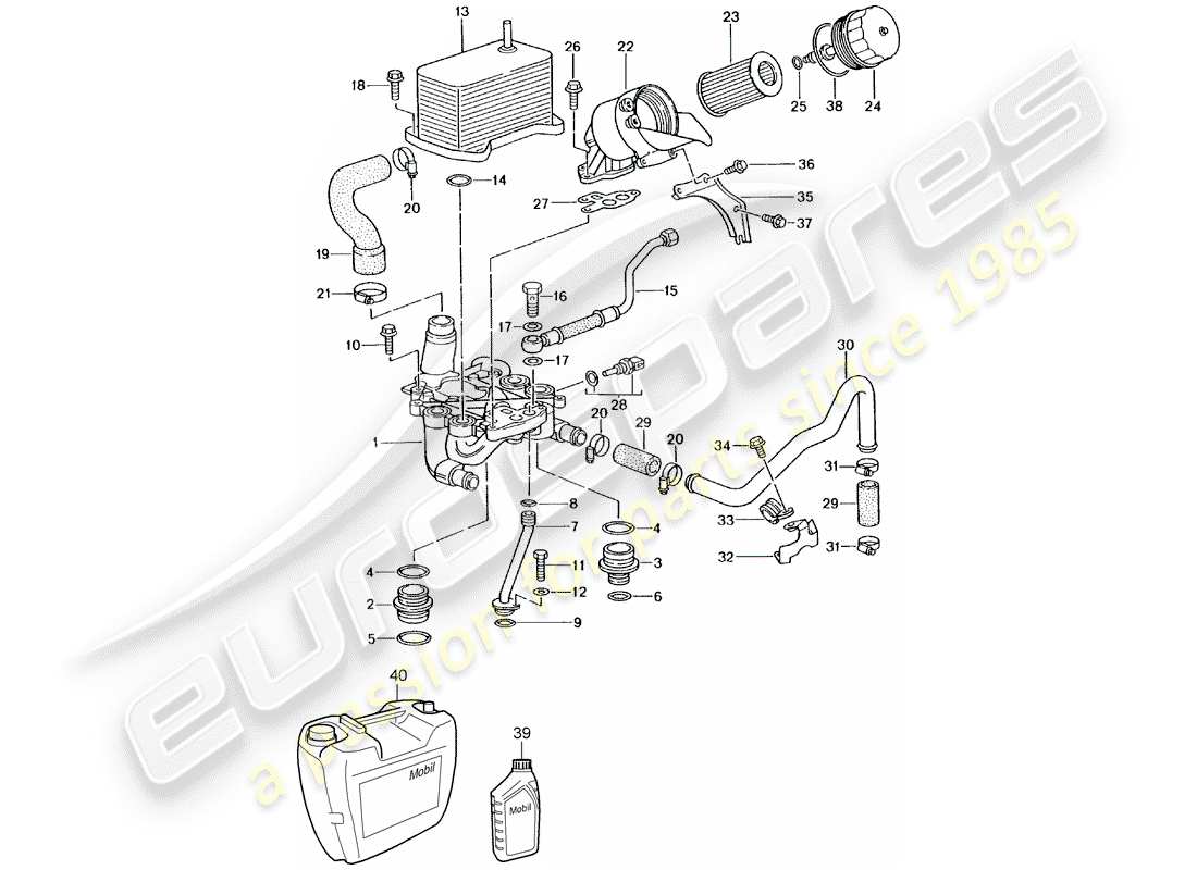 porsche 2002 (996 gt3) oil filter - bracket part diagram