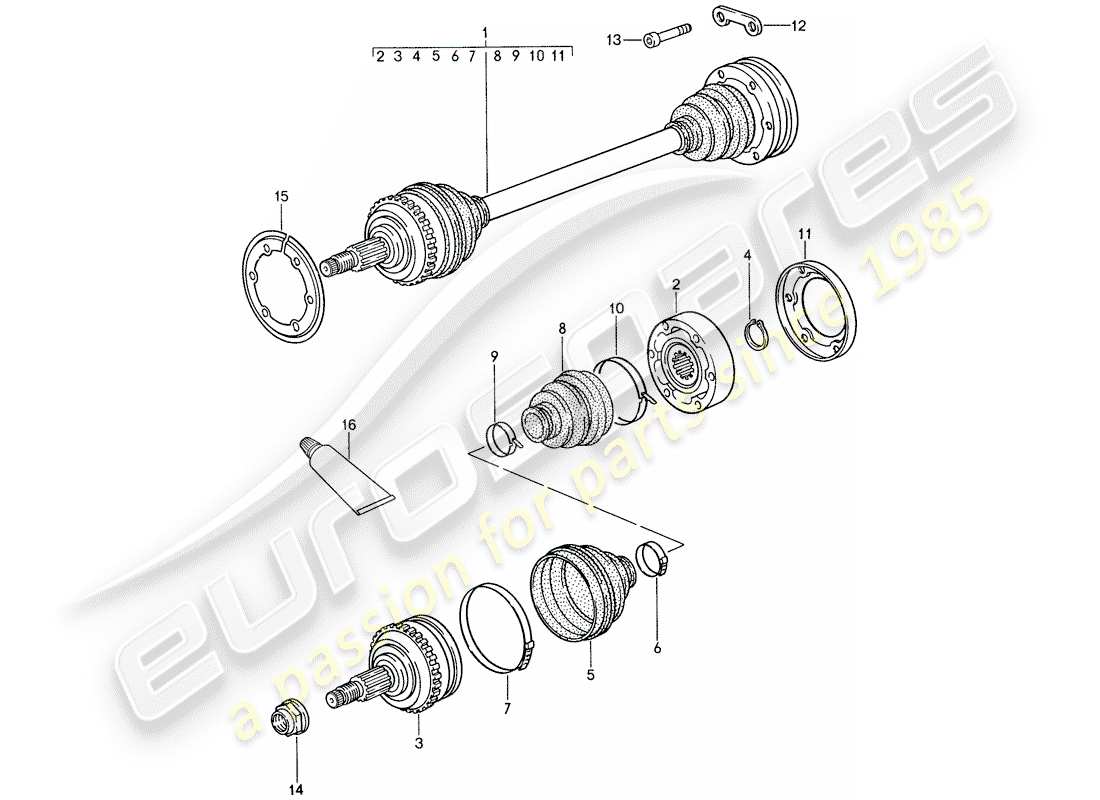 porsche 1988 (959) drive shaft parts diagram