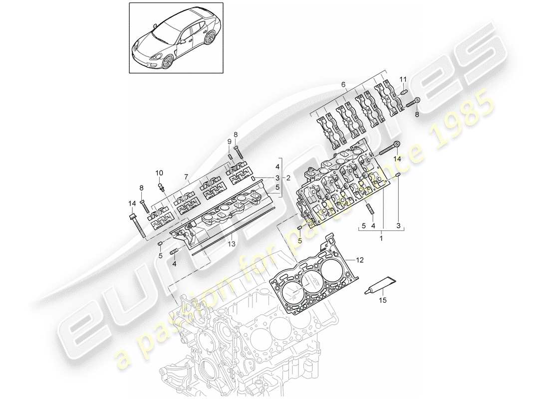 porsche 2010 (panamera 970) cylinder head part diagram