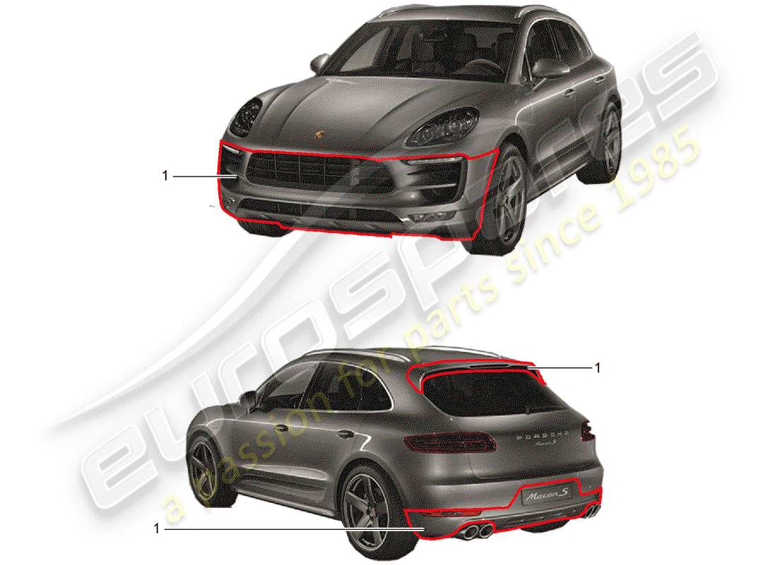 porsche 2019 (tequipment macan) sport design package parts diagram