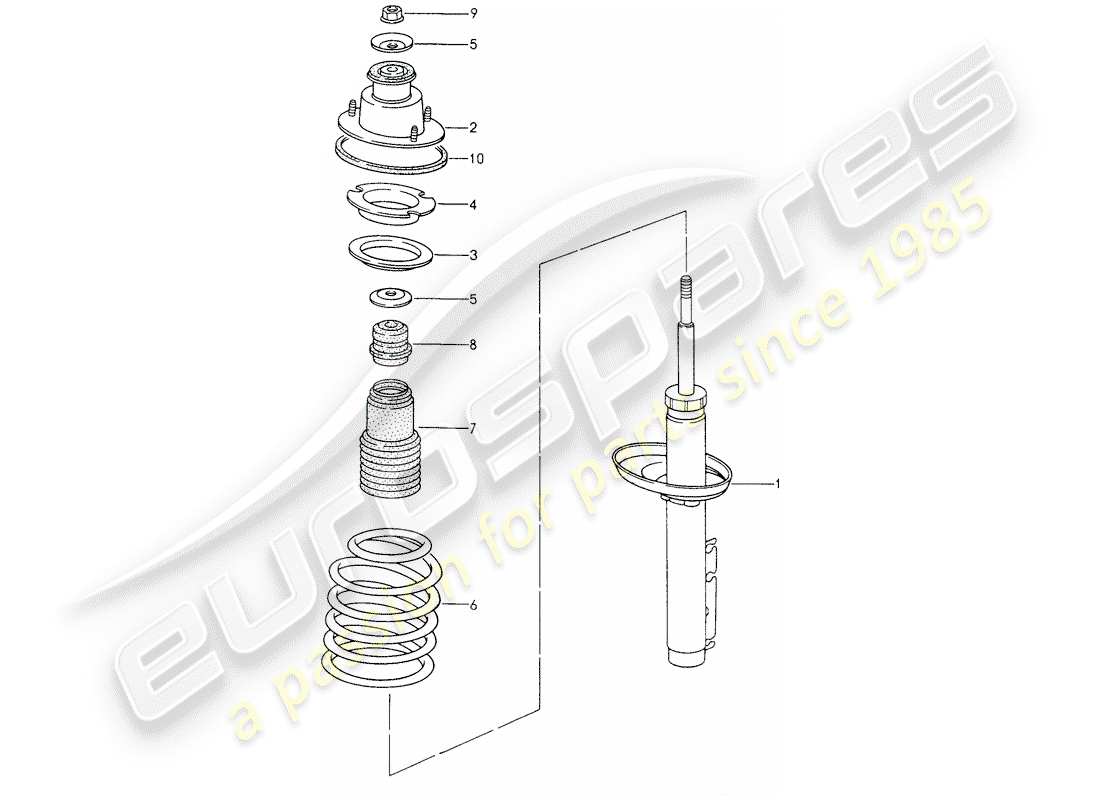 porsche 2000 (986 boxster) shock absorbers coil spring parts diagram