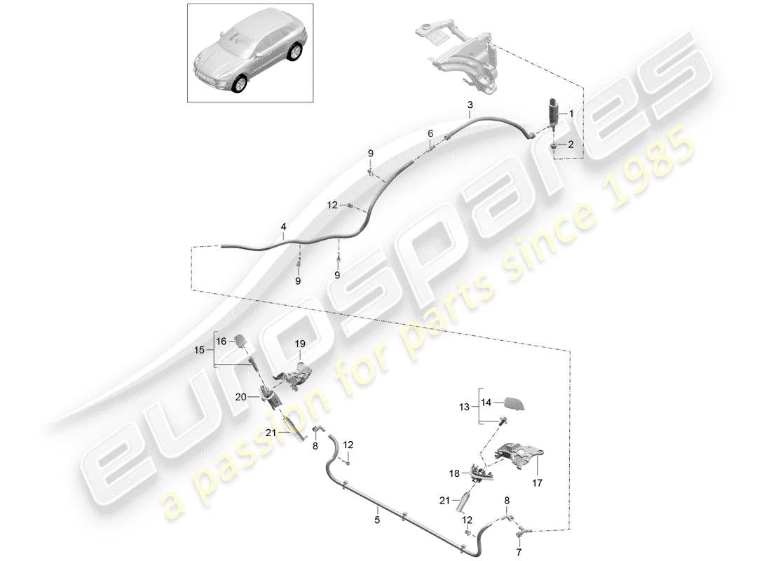 porsche 2016 (macan) headlight washer system part diagram