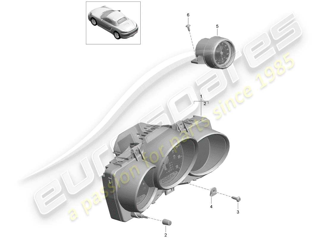 porsche 2020 (718 boxster) combi-instrument stopwatch d >>- 31.05.2020 parts diagram