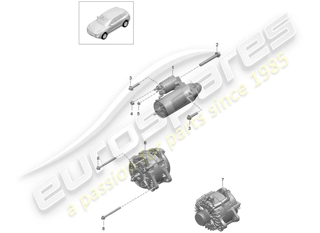 porsche 2017 (macan) starter alternator earth line part diagram