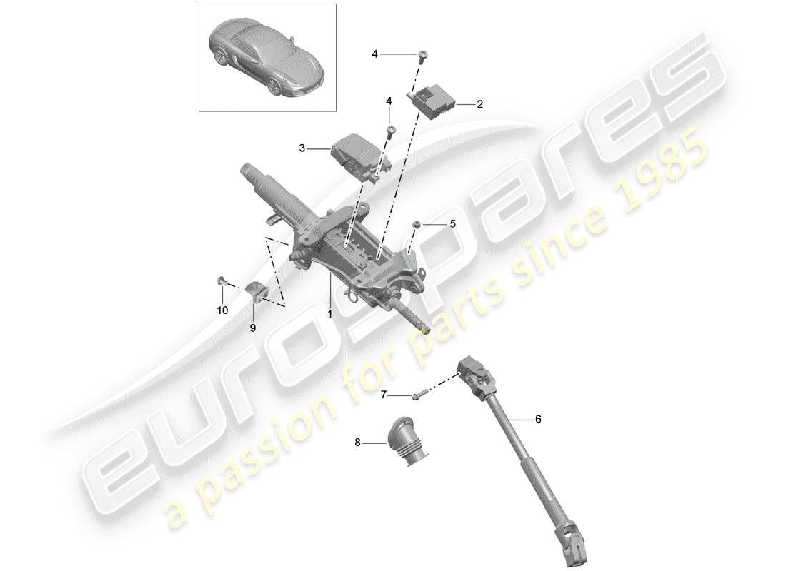 porsche 2015 (981 boxster) steering column intermediate steering shaft parts diagram