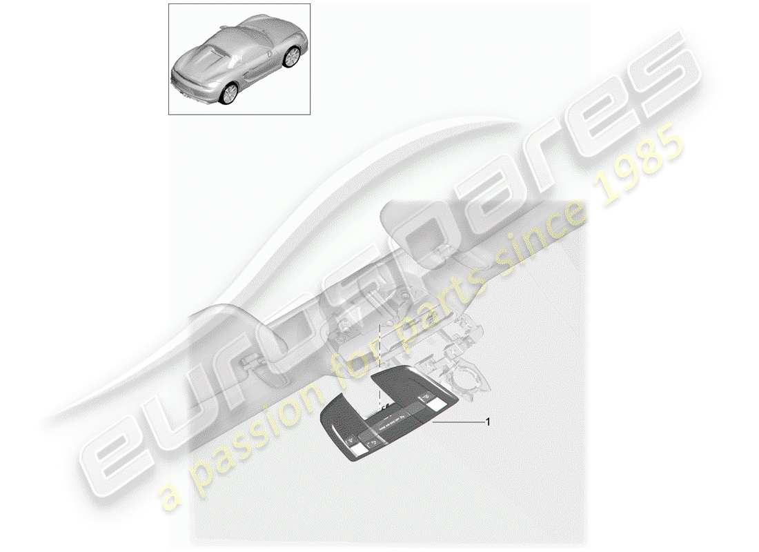 porsche 2016 (981 boxster spyder) console roof parts diagram