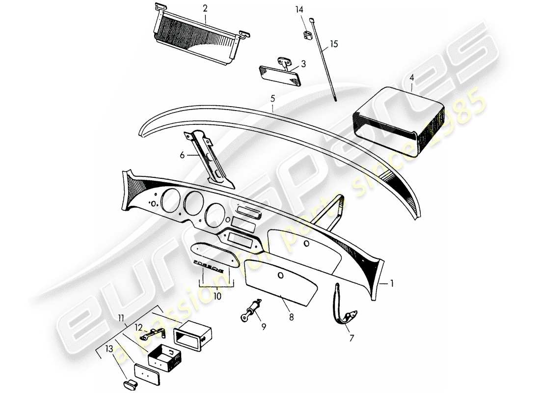 porsche 1959 (356/356a) dashboard part diagram