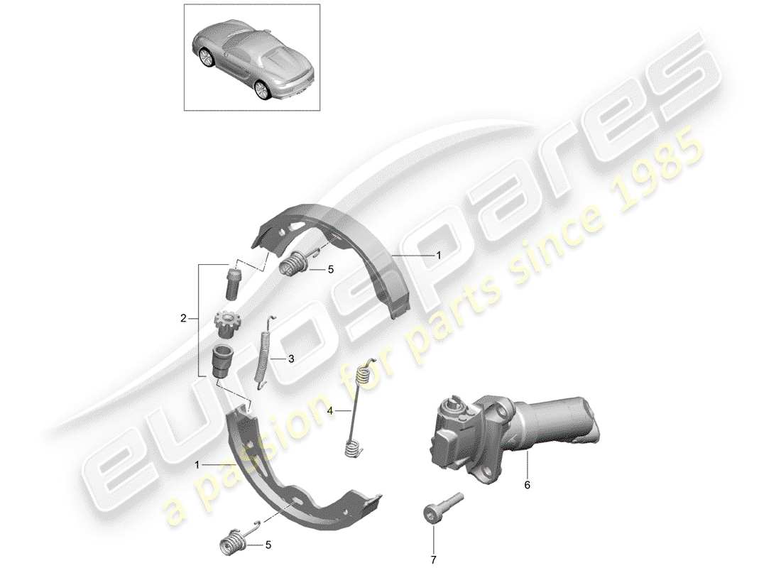 porsche 2016 (981 boxster spyder) parking brake parts diagram