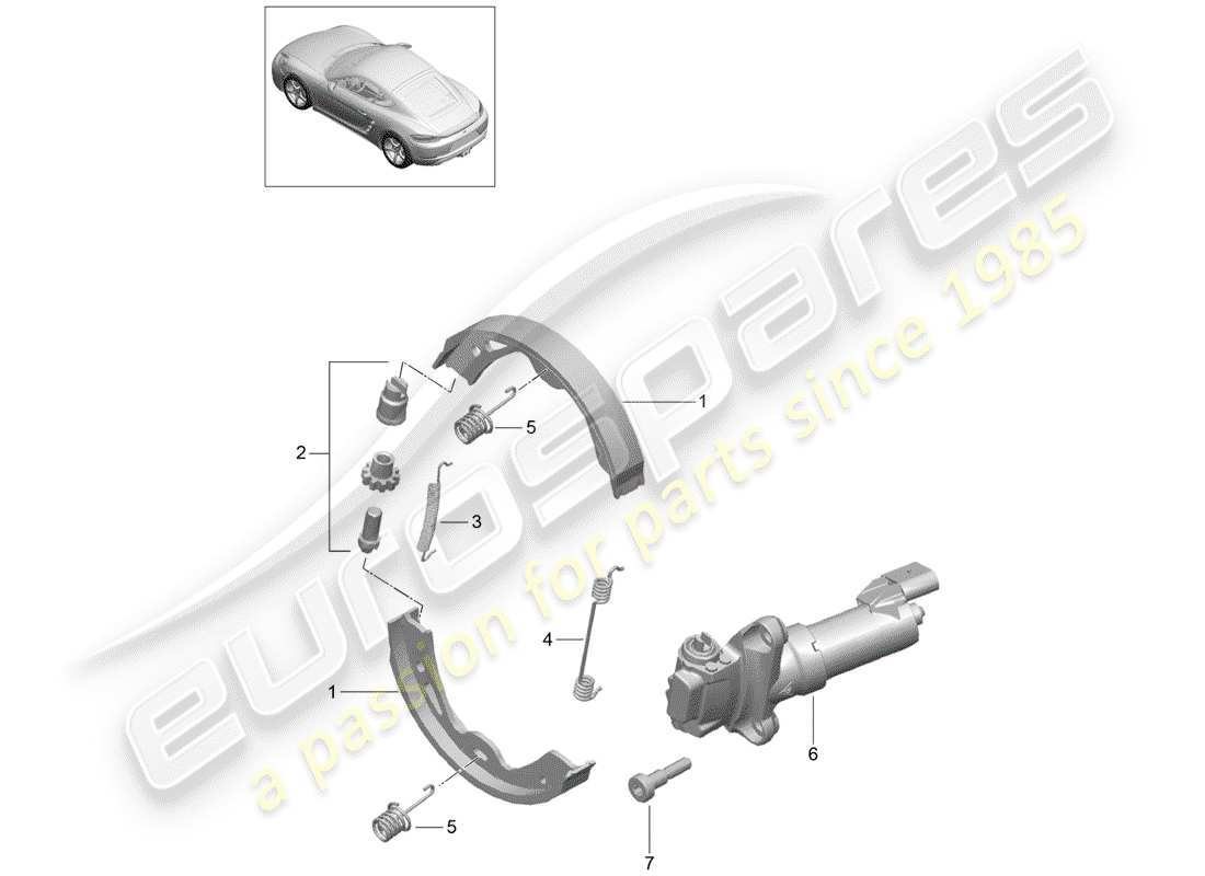 porsche 2020 (718 cayman) parking brake part diagram