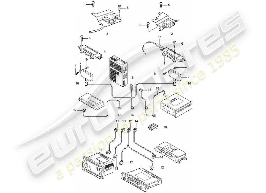 porsche 2005 (cayenne e1 9pa) aerial amplifier aerial part diagram