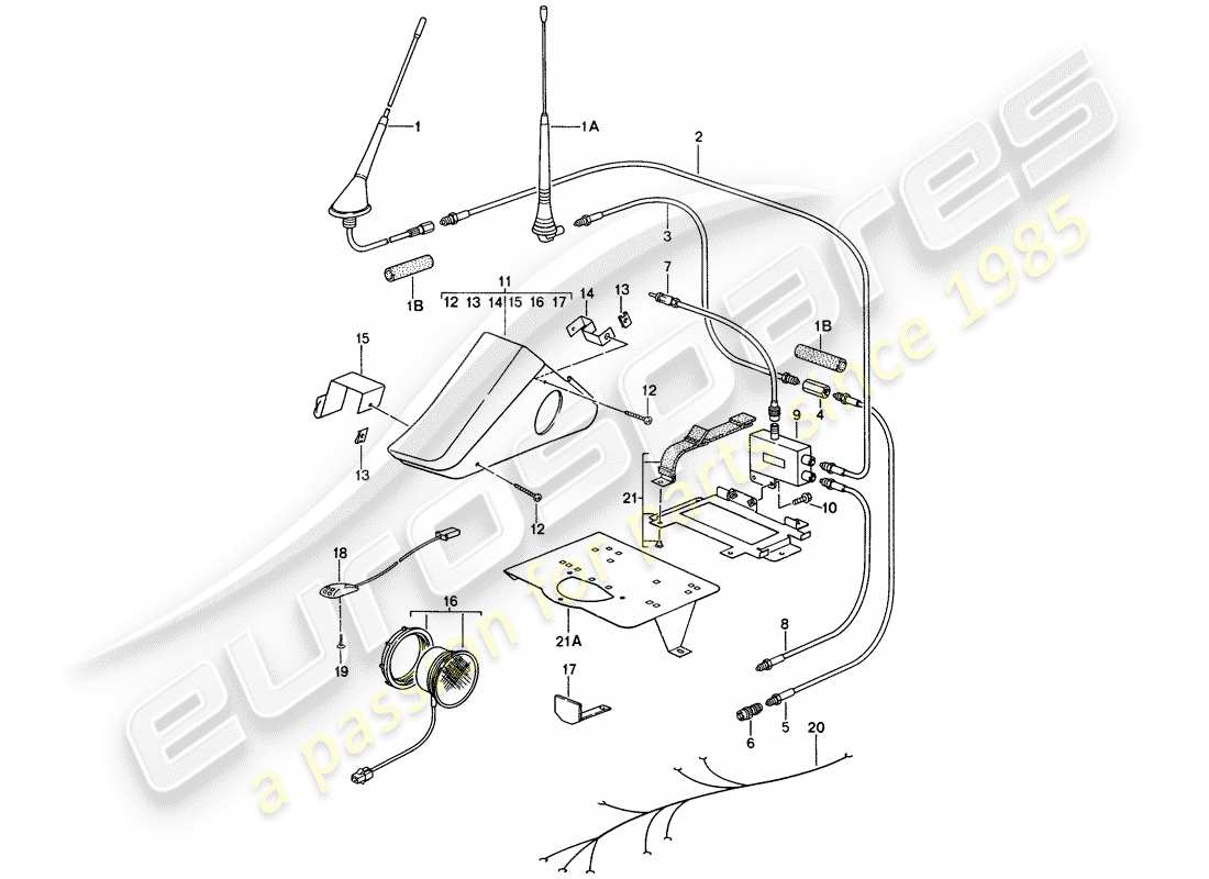 porsche 1993 (968) phone preparation part diagram