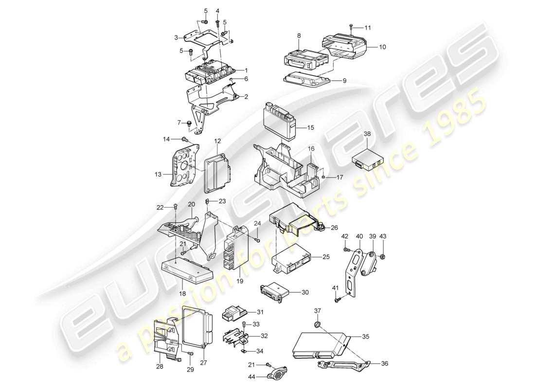 porsche 2010 (cayenne e1 9pa) control units parts diagram