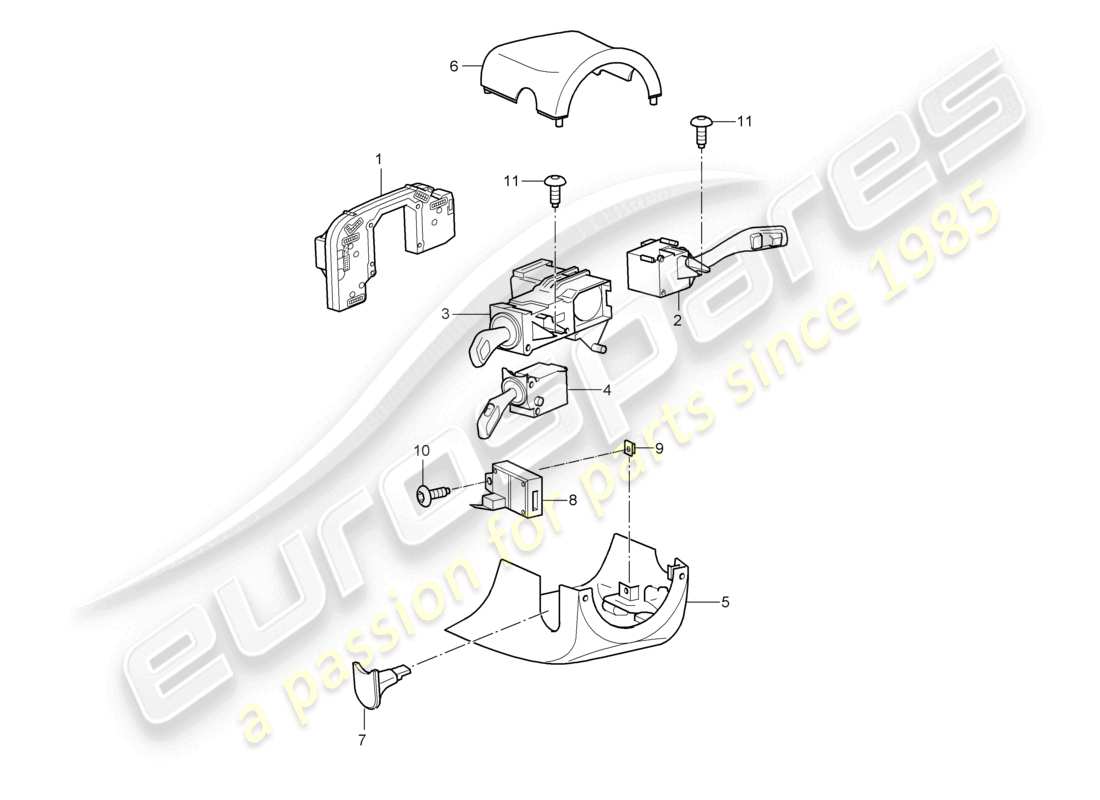 porsche 2010 (cayenne e1 9pa) steering column switch parts diagram