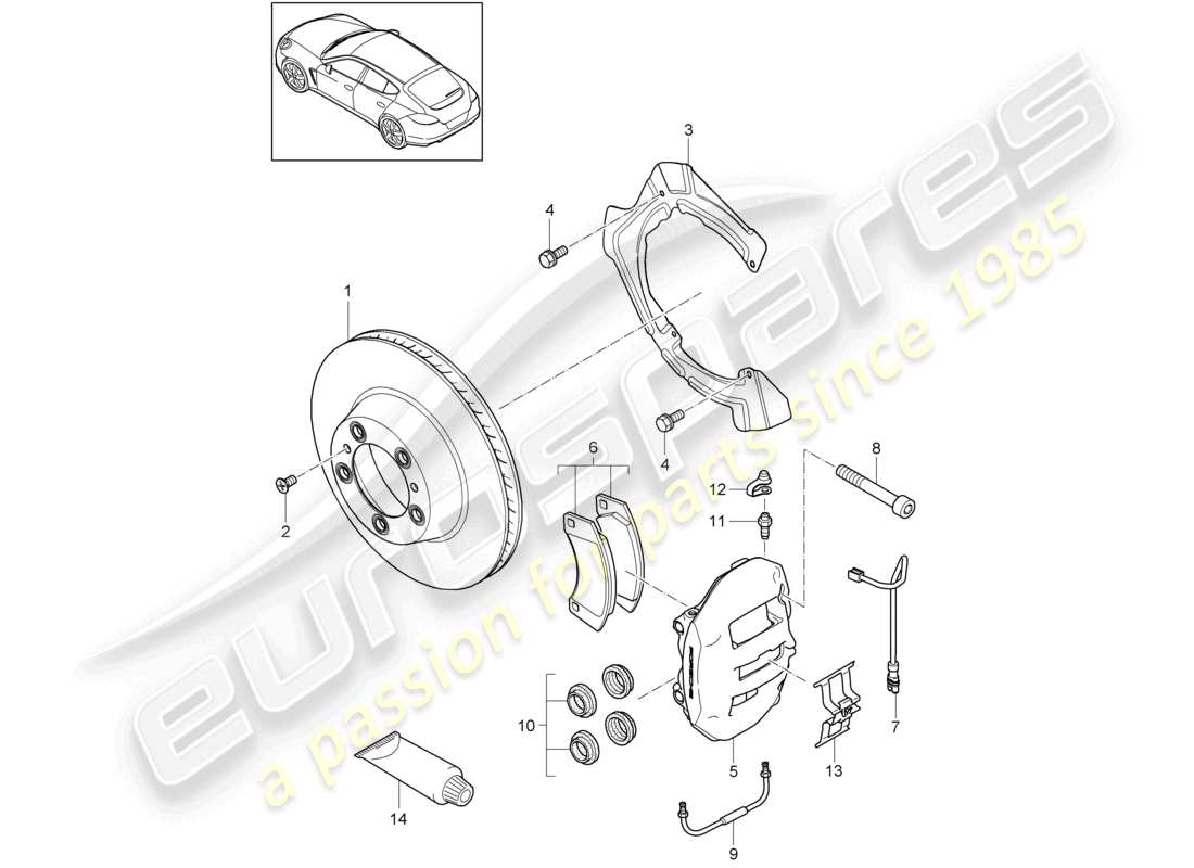 porsche 2010 (panamera 970) disc brake rear axle d >>- mj 2013 part diagram