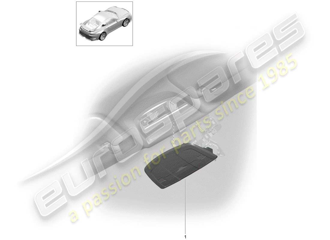 porsche 2016 (991-1 r/gt3/rs) console roof part diagram
