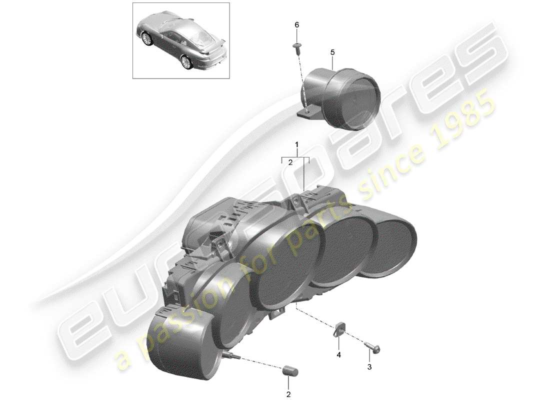 porsche 2016 (991-1 r/gt3/rs) combi-instrument stopwatch d - mj 2018>> part diagram