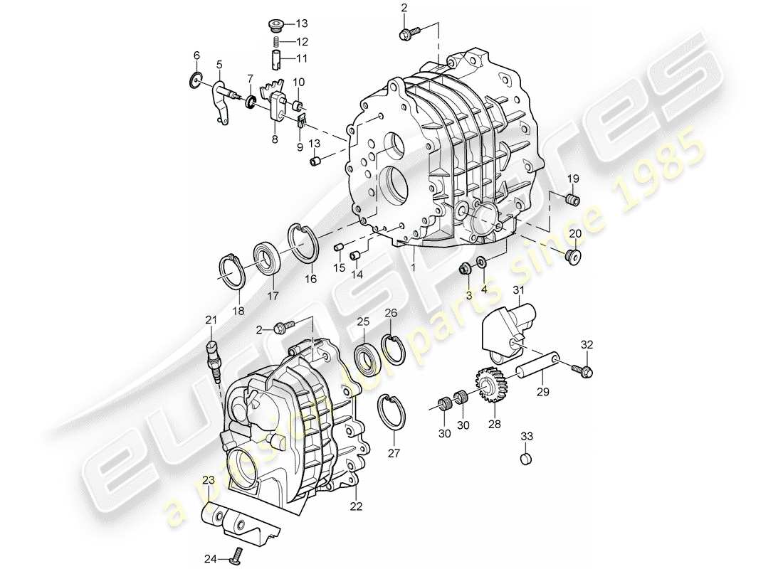 porsche 2008 (997-1 gt3) gear housing parts diagram