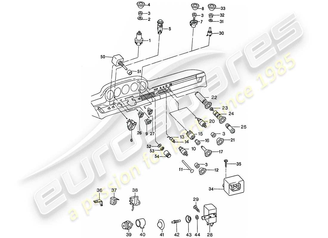 porsche 911 (1975) switch part diagram